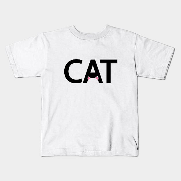 Cat being a cat typography design Kids T-Shirt by DinaShalash